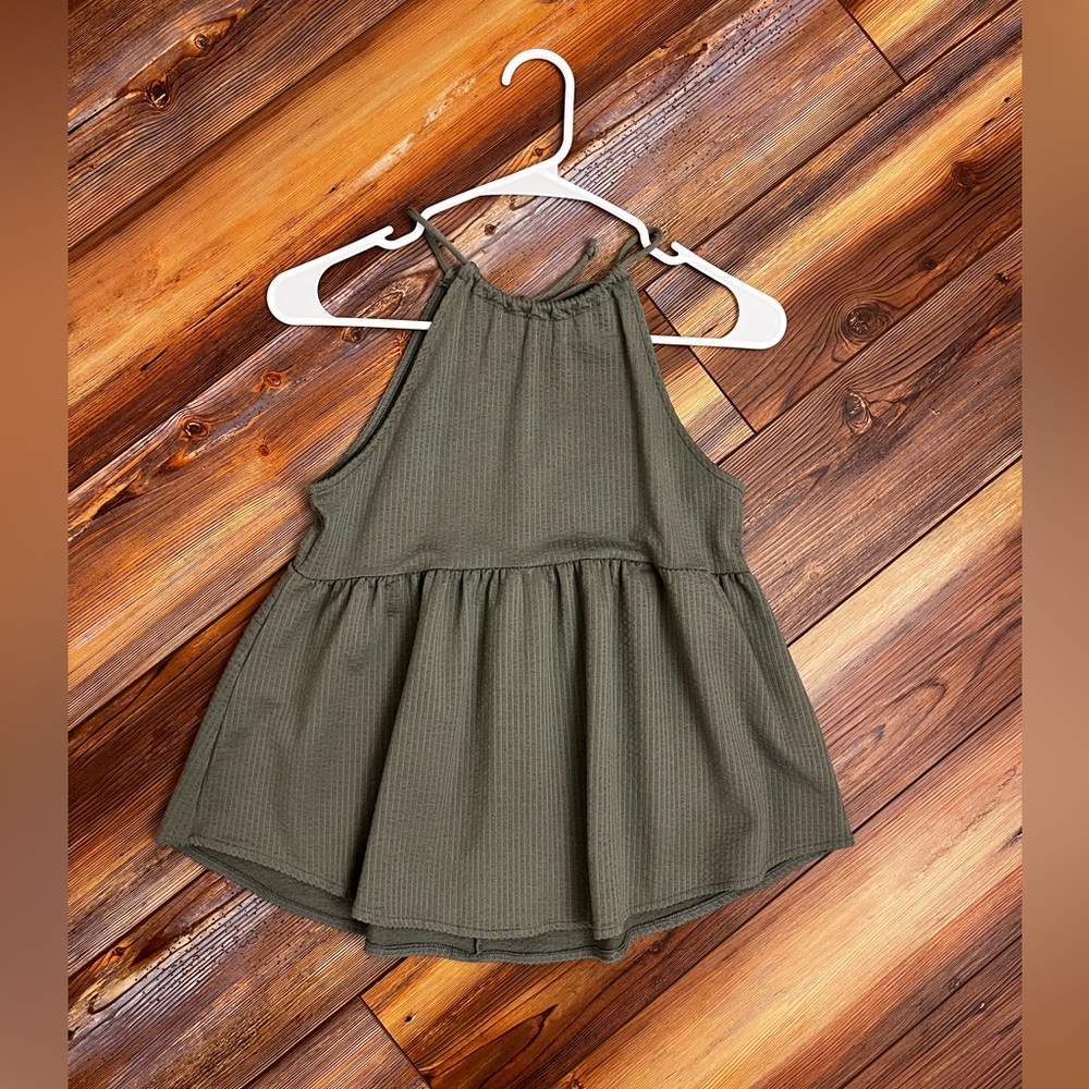 SO Olive Halter Peplum Tank Top